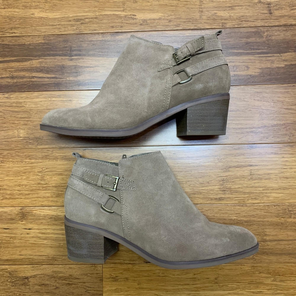 Sonoma Womens Sonya Taupe Suede Leather Ankle Boots Size 10 Booties‎ Career Work